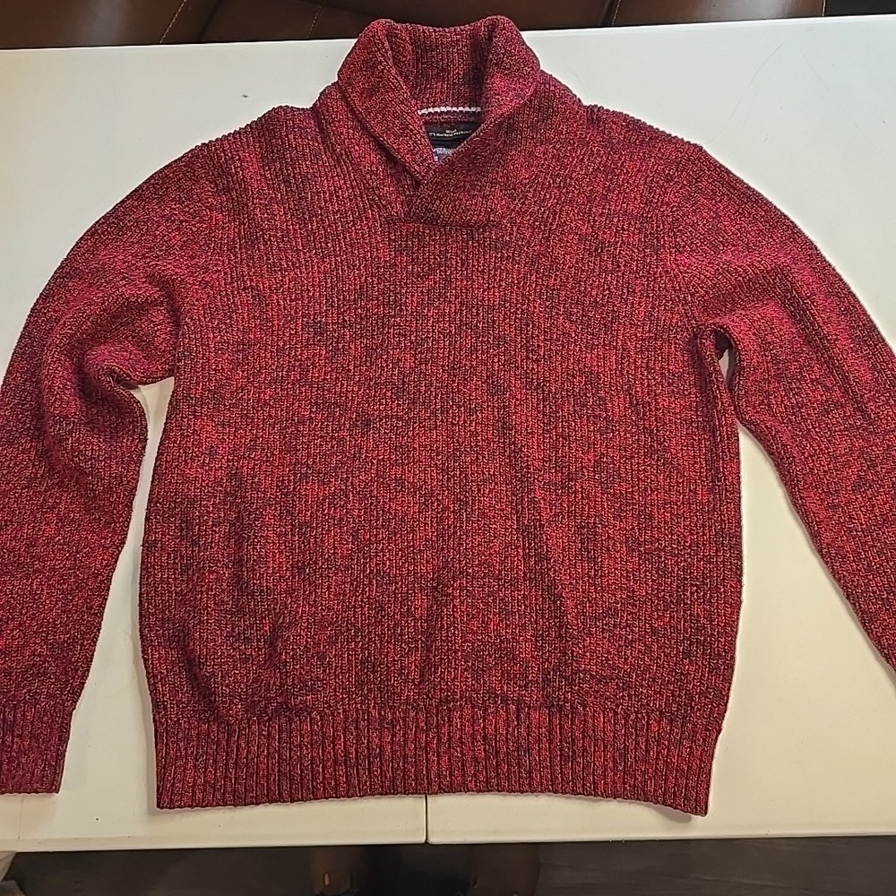 American Eagle Outfitters‎ Sweater L Red Athletic Fit Shawl Collar Wool Blend